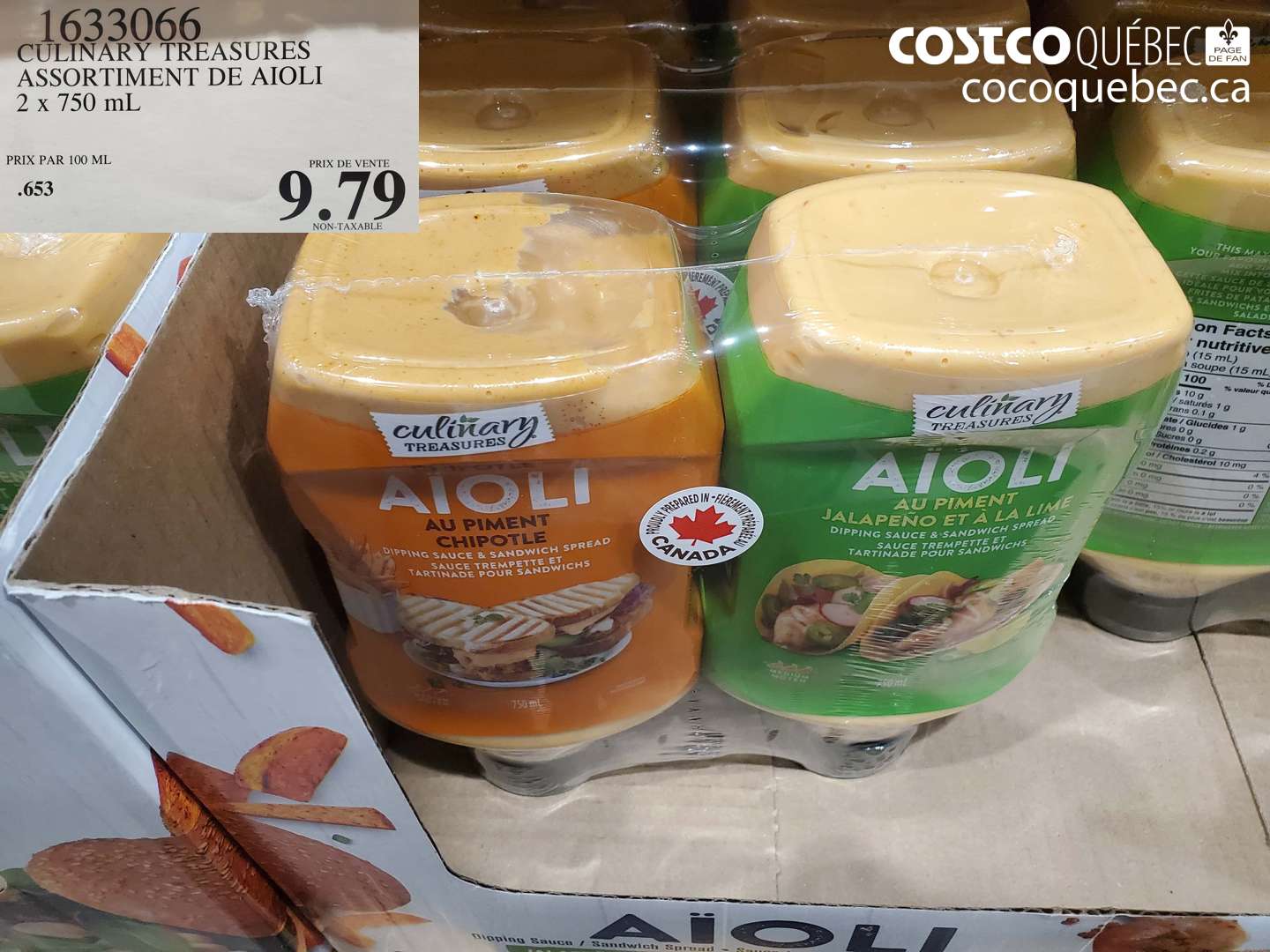 1633066 CULINARY TREASURES ASSORTIMENT DE AIOLI 2 x 750 ml $9.79