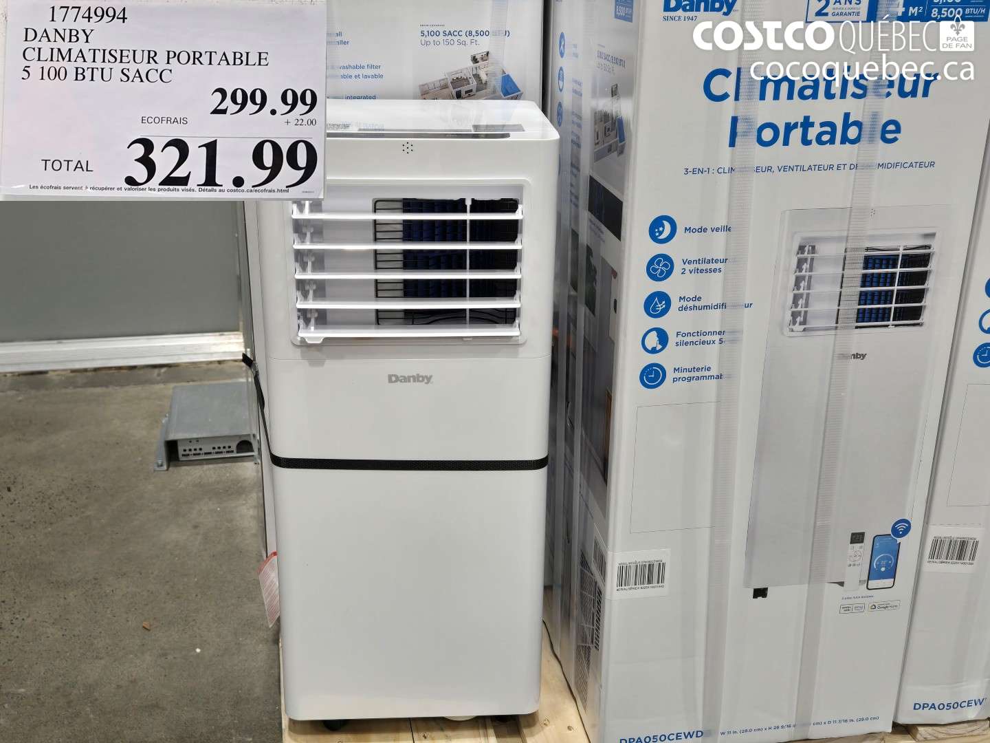 1774994 DANBY CLIMATISEUR PORTABLE 5 100 BTU SACC $321.99