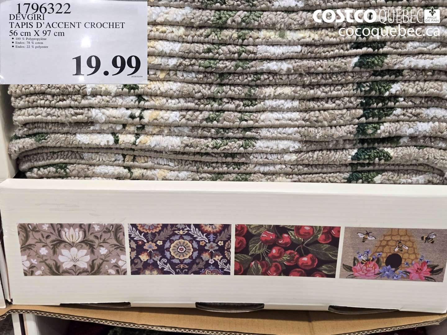 1796322 DEVGIRI TAPIS D'ACCENT CROCHET 56 cm X 97 cm $19.99