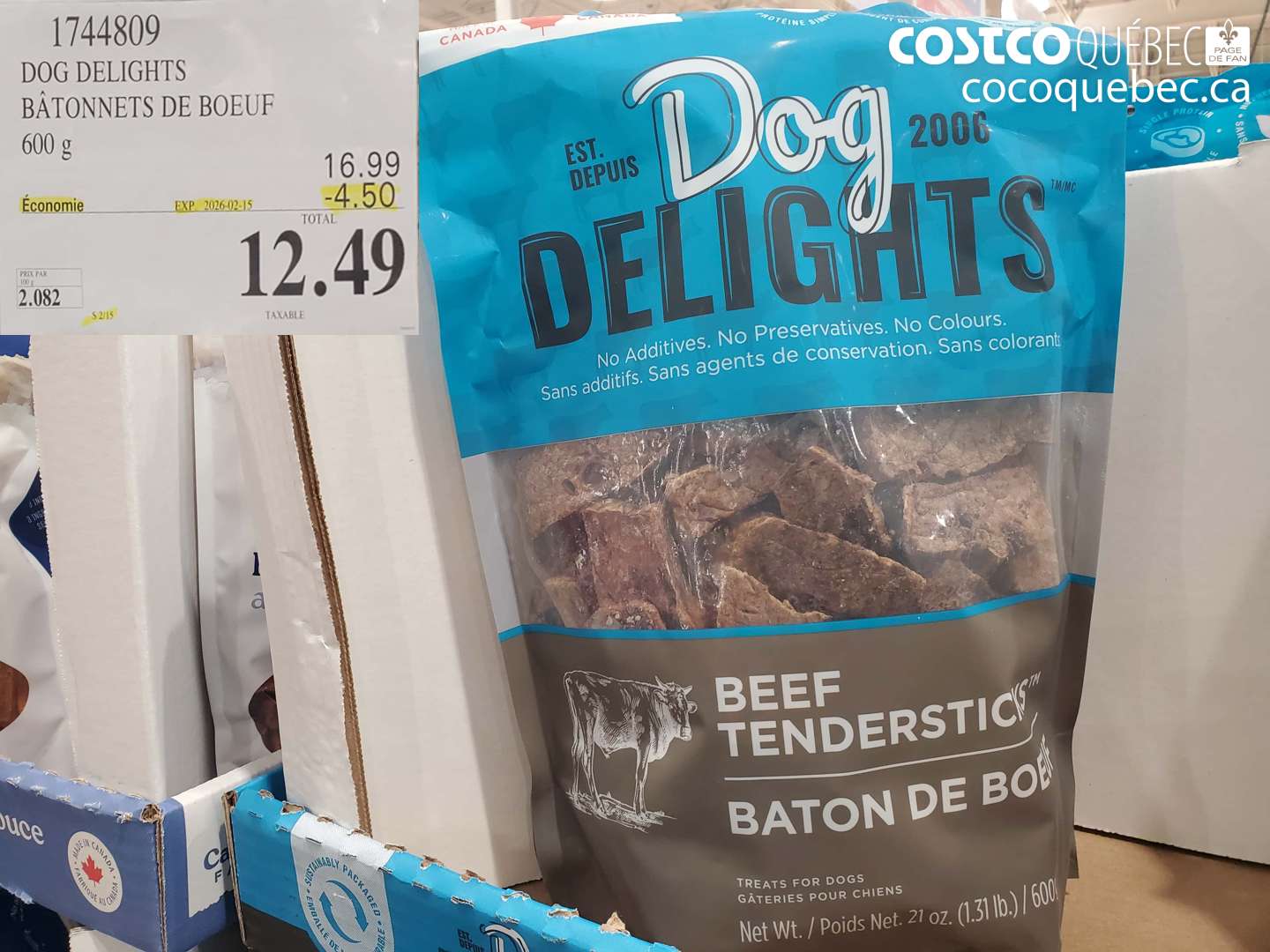 1744809 DOG DELIGHTS BÂTONNETS DE BOEUF 600 g ($4.50 INSTANT SAVINGS EXPIRES ON 2026-02-15) $12.49