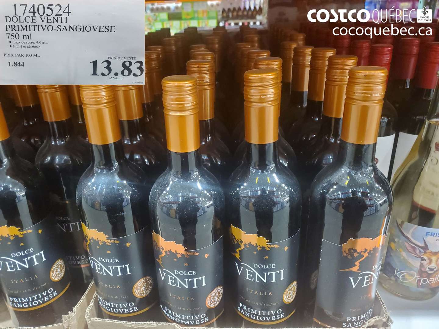 1740524 DOLCE VENTI PRIMITIVO-SANGIOVESE 750 ml $13.83