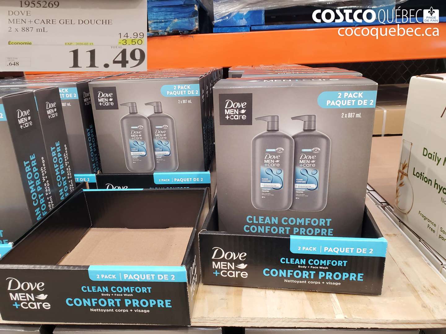 1955269 DOVE MEN + CARE GEL DOUCHE ($3.50 INSTANT SAVINGS EXPIRES ON 2026-02-15) $11.49