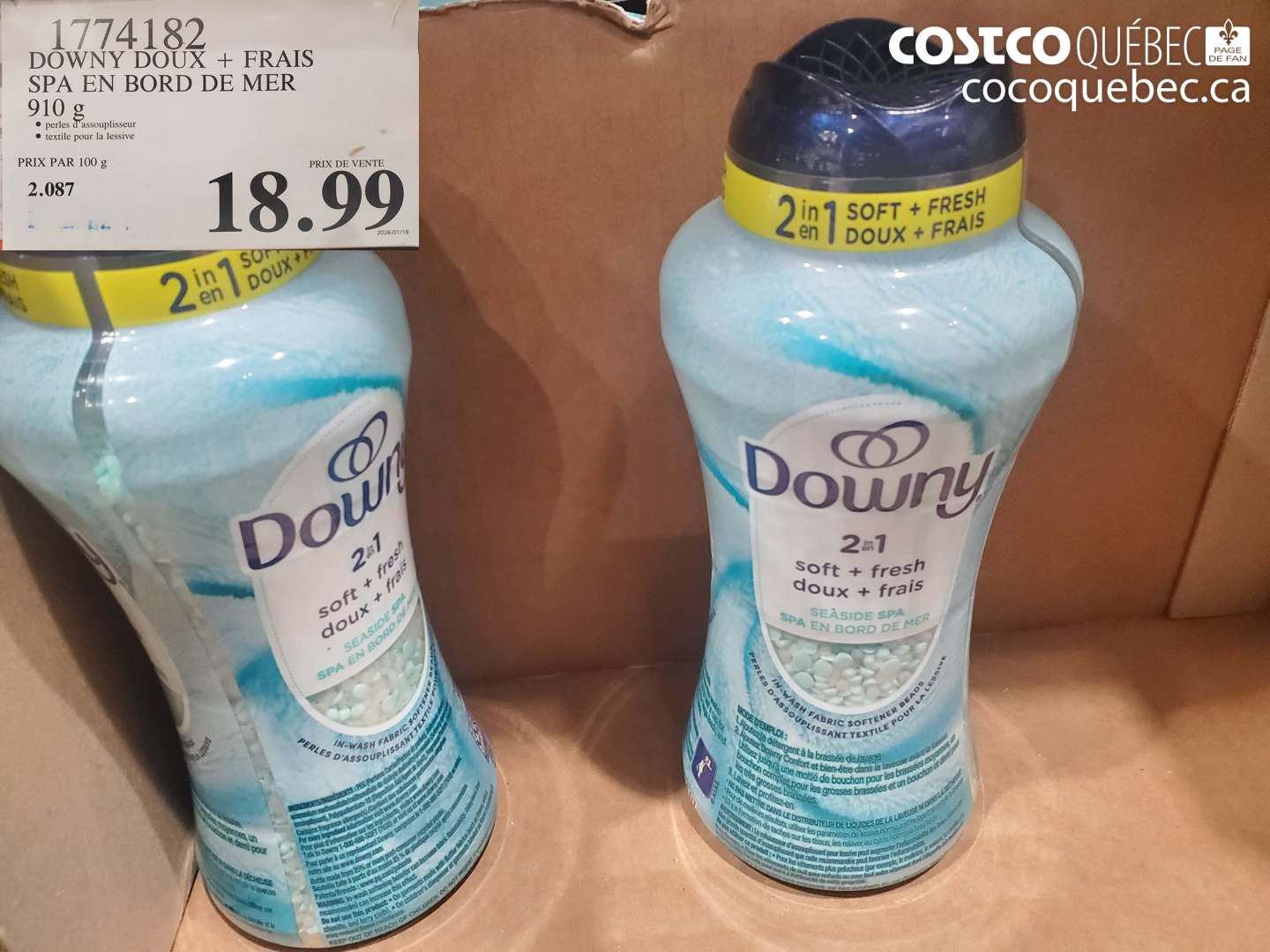 1774182 DOWNY DOUX + FRAIS SPA EN BORD DE MER 910 G $18.99