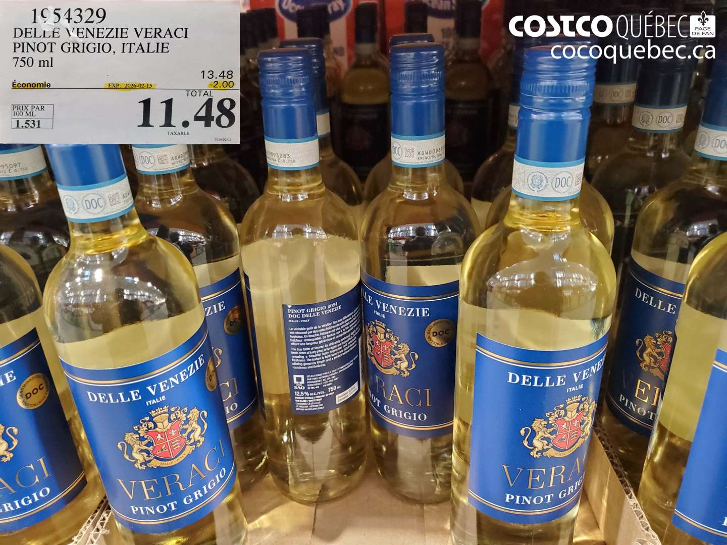 1954329 Delle Venezie Veraci Pinot Grigio, Italia 750 ml ($2.00 INSTANT SAVINGS EXPIRES ON 2026-02-15) $11.48