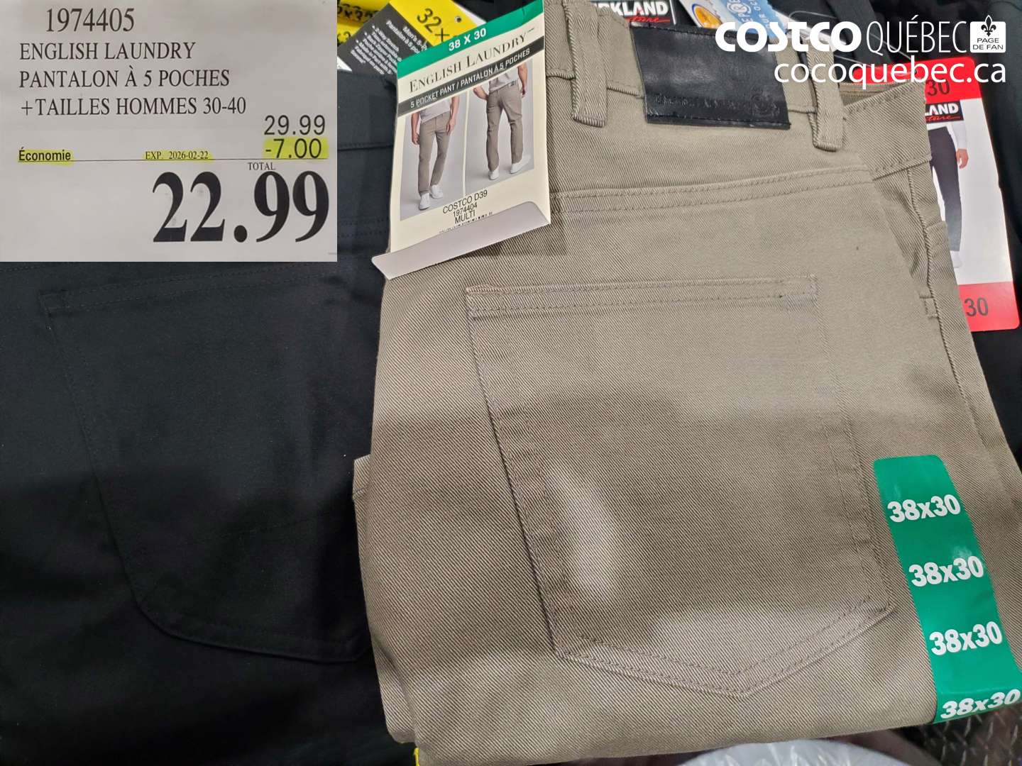 1974405 ENGLISH LAUNDRY PANTALON À 5 POCHES +TAILLES HOMMES 30-40 ($7.00 INSTANT SAVINGS EXPIRES ON 2026-02-22) $22.99