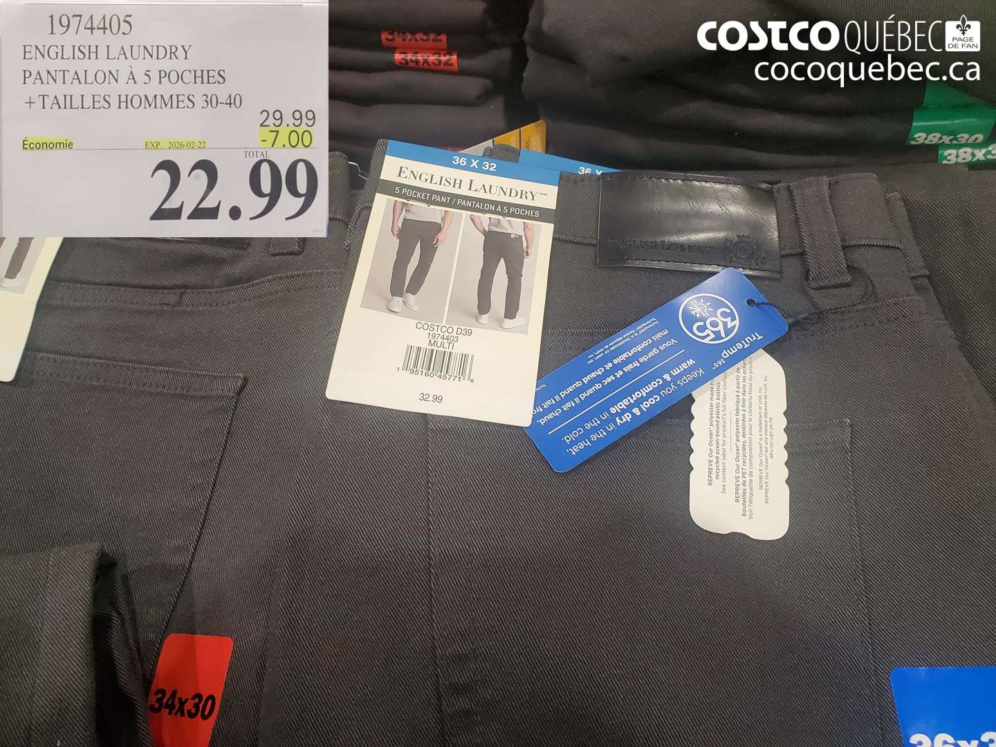 1974405 ENGLISH LAUNDRY PANTALON À 5 POCHES + TAILLES HOMMES 30-40 ($7.00 INSTANT SAVINGS EXPIRES ON 2026-02-22) $22.99