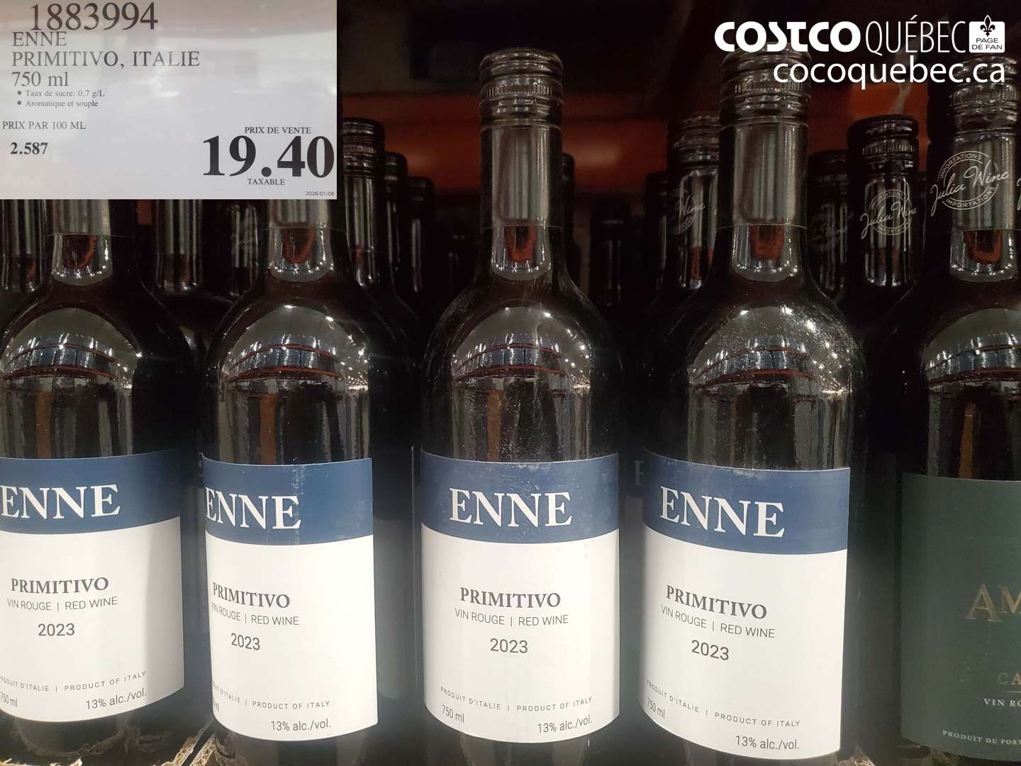 1883994 ENNE PRIMITIVO, ITALIE 750 ml $19.40