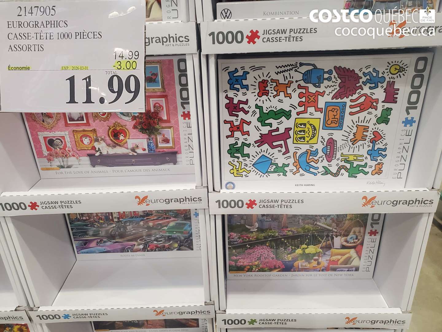 2147905 EUROGRAPHICS CASSE-TÊTE 1000 PIÈCES ASSORTIS ($3.00 INSTANT SAVINGS EXPIRES ON 2026-03-01) $11.99