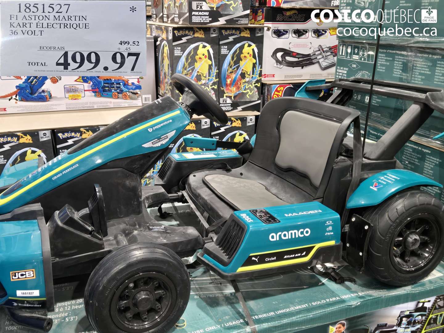 1851527 F1 ASTON MARTIN KART ÉLECTRIQUE 36 VOLT $499.97