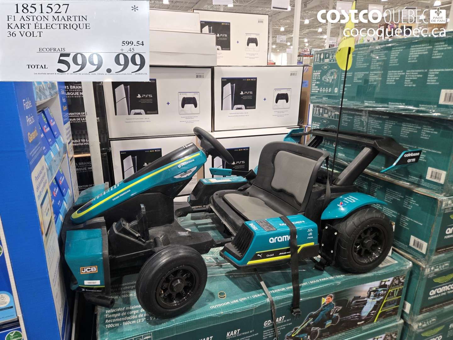 1851527 F1 ASTON MARTIN KART ÉLECTRIQUE 36 VOLT $599.99