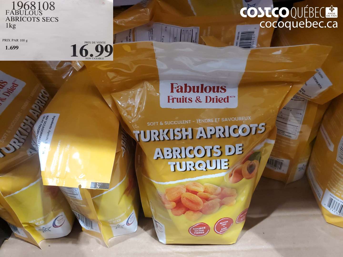 1968108 FABULOUS ABRICOTS SECS 1kg $16.99