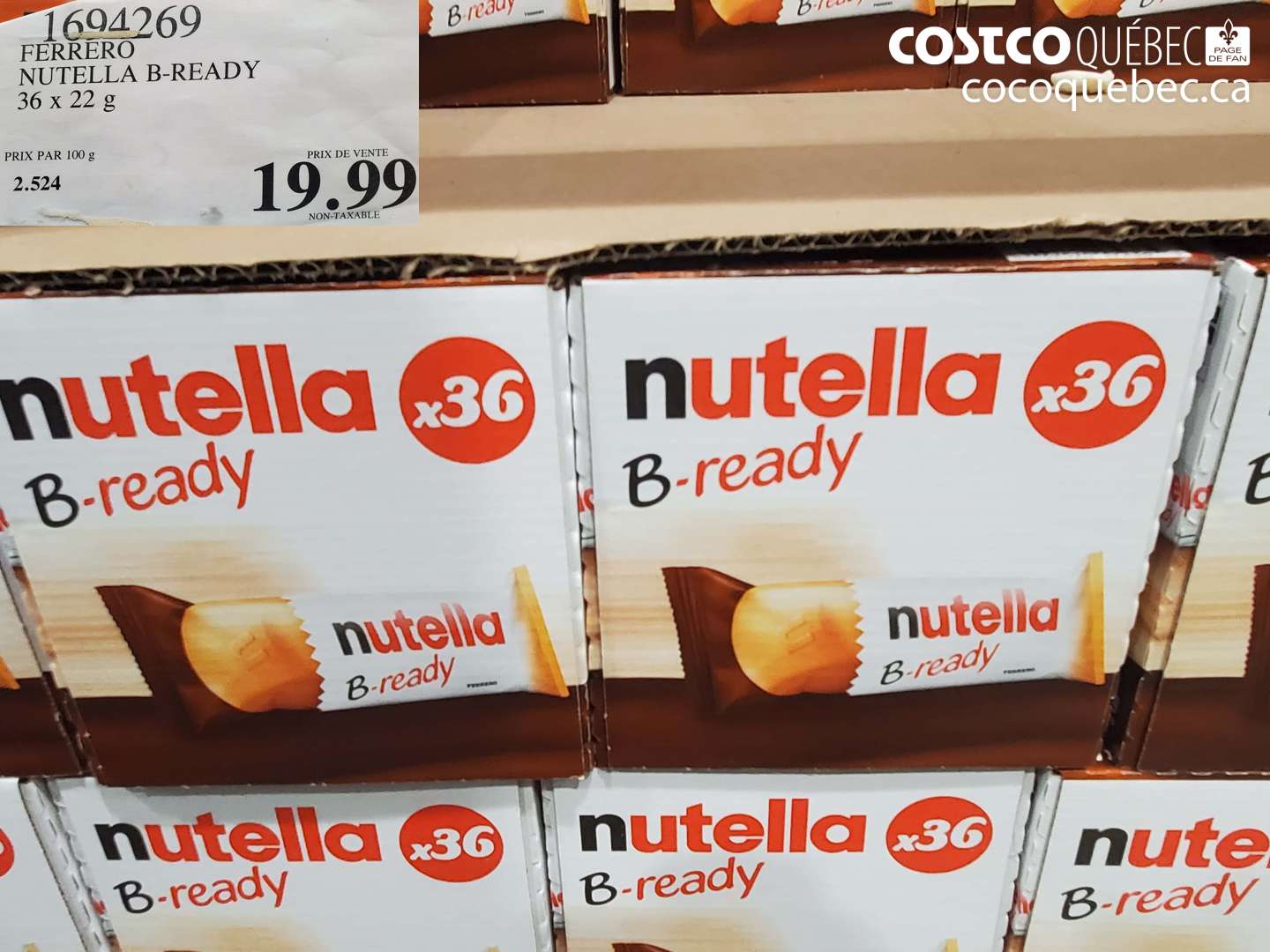 1694269 FERRERO NUTELLA B-READY 36 x 22 g $19.99