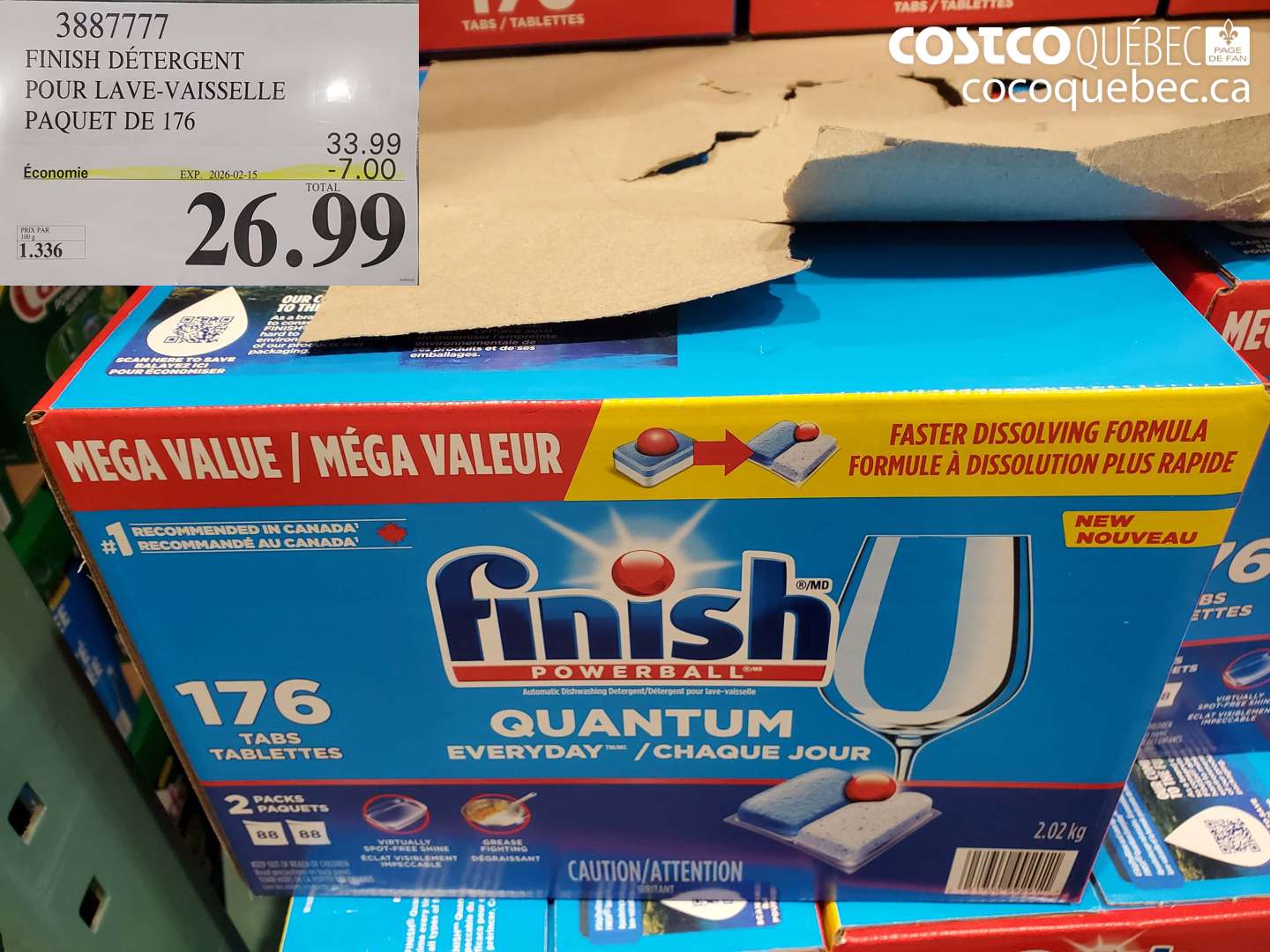 3887777 FINISH DÉTERGENT POUR LAVE-VAISSELLE PAQUET DE 176 ($7.00 INSTANT SAVINGS EXPIRES ON 2026-02-15) $26.99