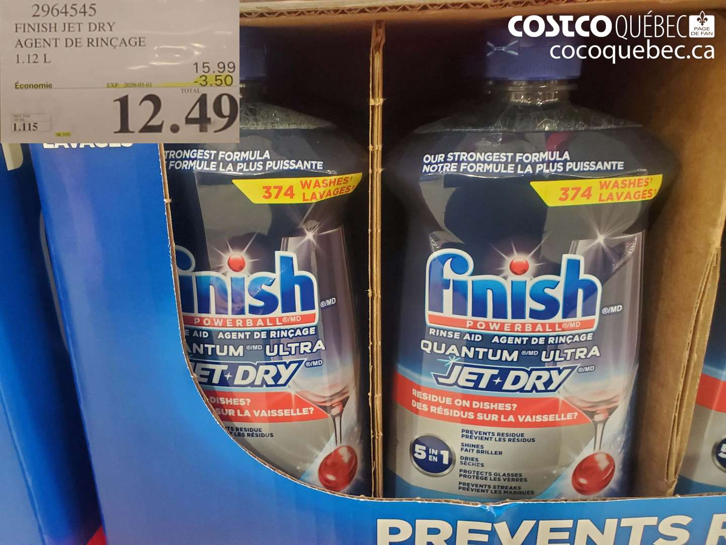 2964545 FINISH JET DRY AGENT DE RINÇAGE 1.12 L ($3.50 INSTANT SAVINGS EXPIRES ON 2026-03-01) $12.49