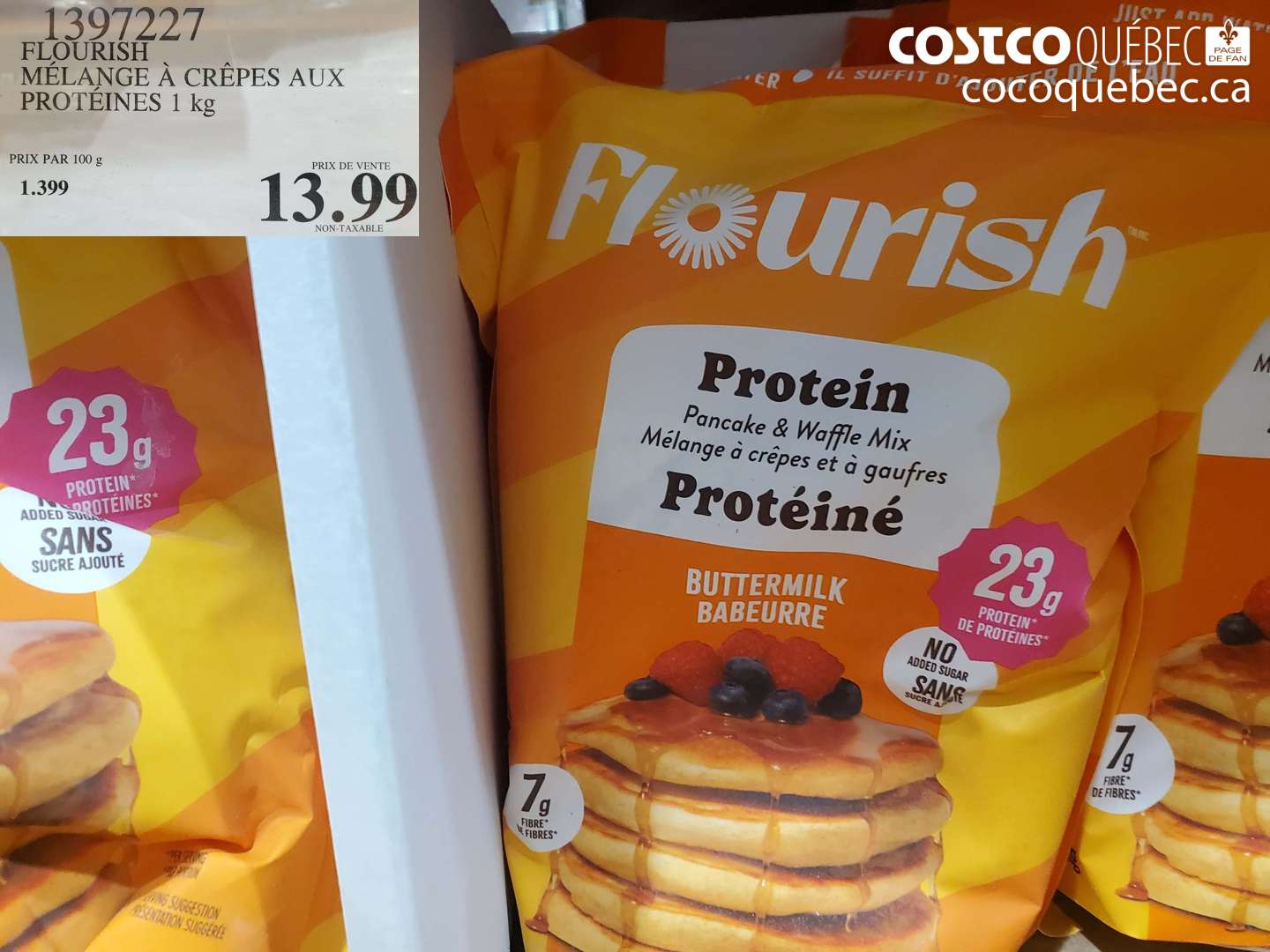 1397227 FLOURISH MÉLANGÉ À CRÊPES AUX PROTÉINES 1 kg $13.99