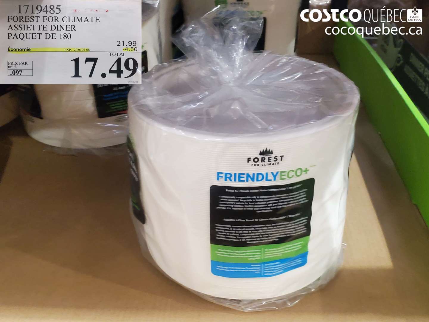 1719485 FOREST FOR CLIMATE ASSIETTE DINER PAQUET DE 180 ($4.50 INSTANT SAVINGS EXPIRES ON 2026-02-08) $17.49