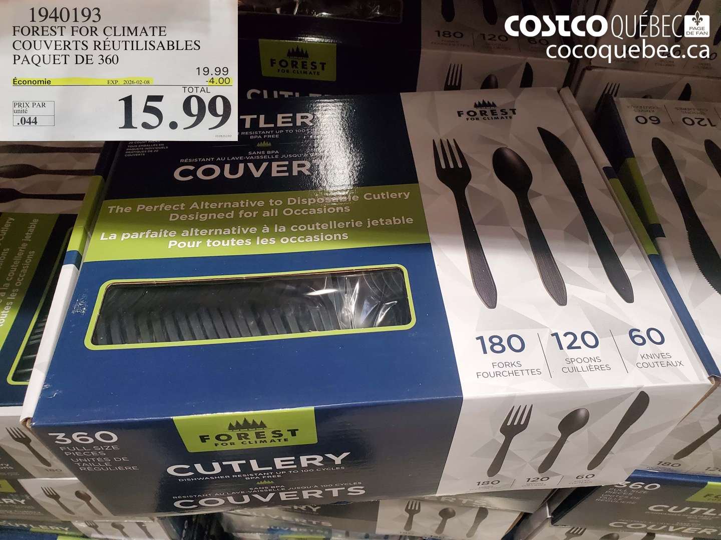 1940193 FOREST FOR CLIMATE COUVERTS RÉUTILISABLES PAQUET DE 360 ($4.00 INSTANT SAVINGS EXPIRES ON 2026-02-08) $15.99