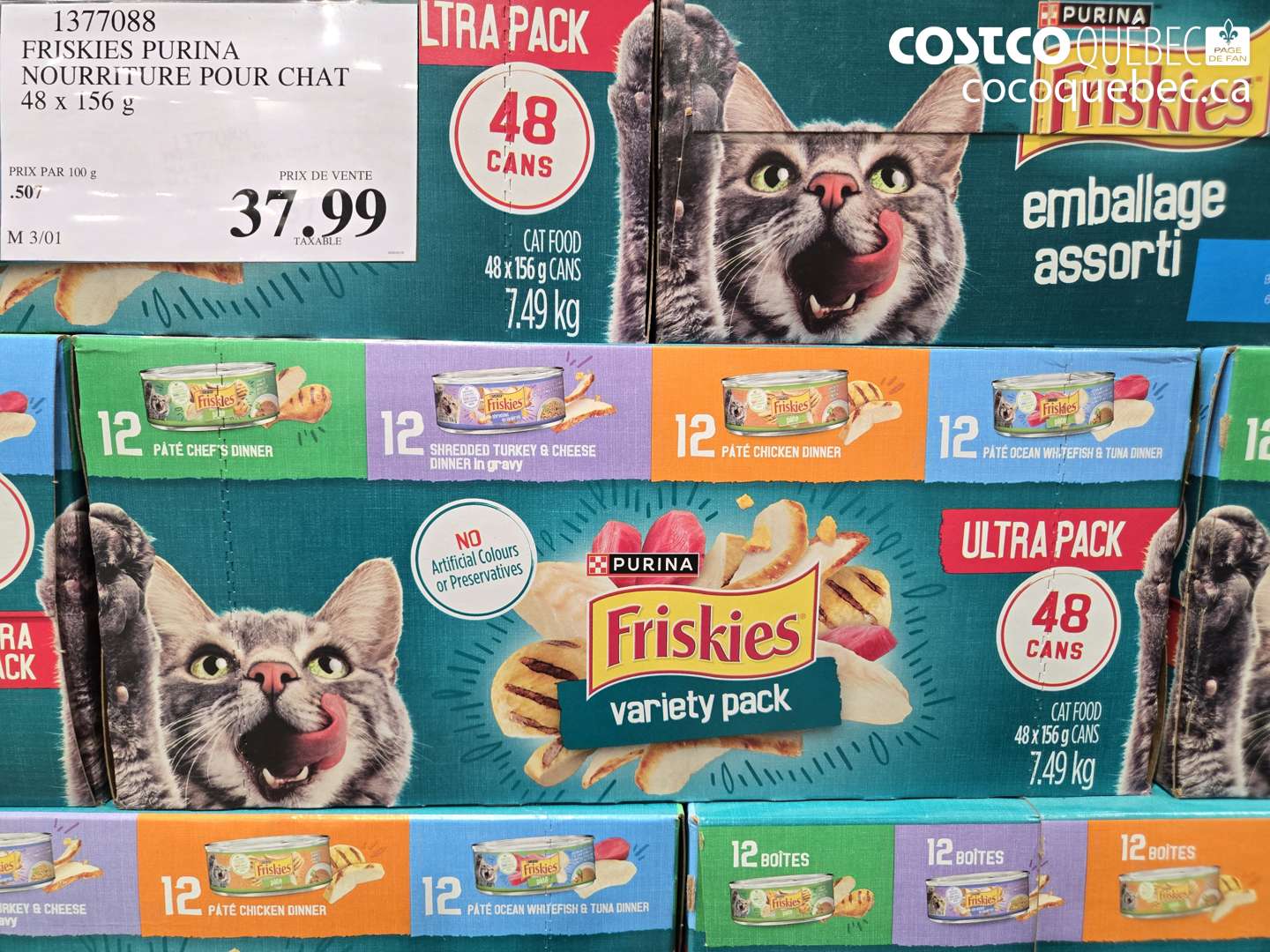 1377088 FRISKIES PURINA NOURRITURE POUR CHAT 48 x 156 g $37.99