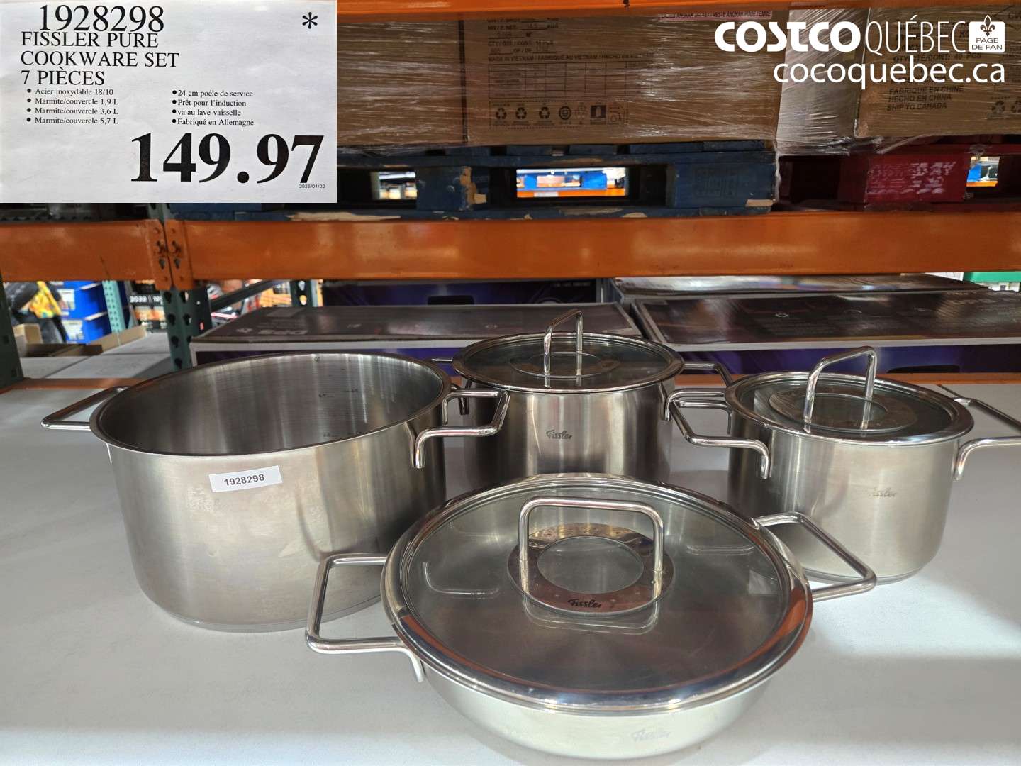 1928298 Fissler Pure Cookware Set 7 Pieces $149.97