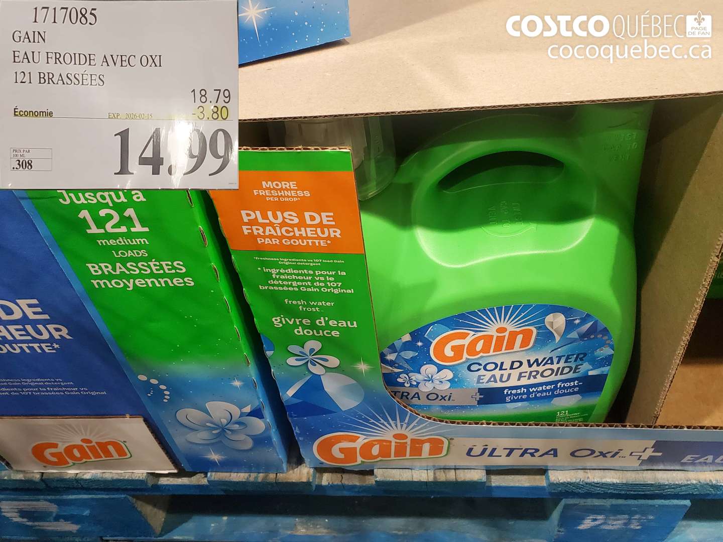 1717085 GAIN EAU FROIDE AVEC OXI 121 BRASSÉES ($3.80 INSTANT SAVINGS EXPIRES ON 2026-02-15) $14.99