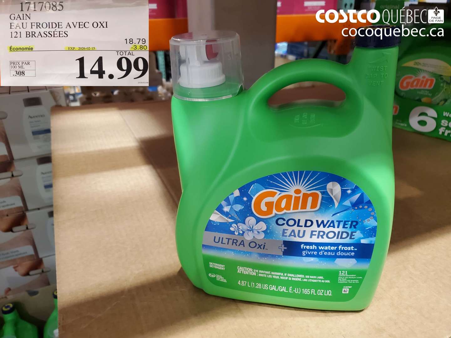 1717085 GAIN EAU FROIDE AVEC OXI 121 BRASSÉES ($3.80 INSTANT SAVINGS EXPIRES ON 2026-02-15) $14.99