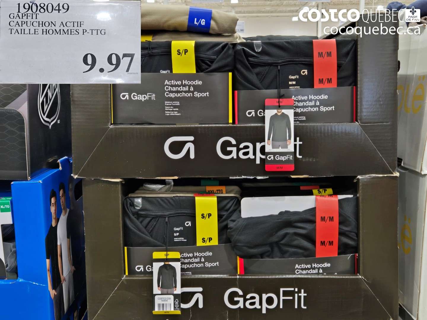 1908049 GAPFIT CAPUCHON ACTIF TAILLE HOMMES P-PTG $9.97