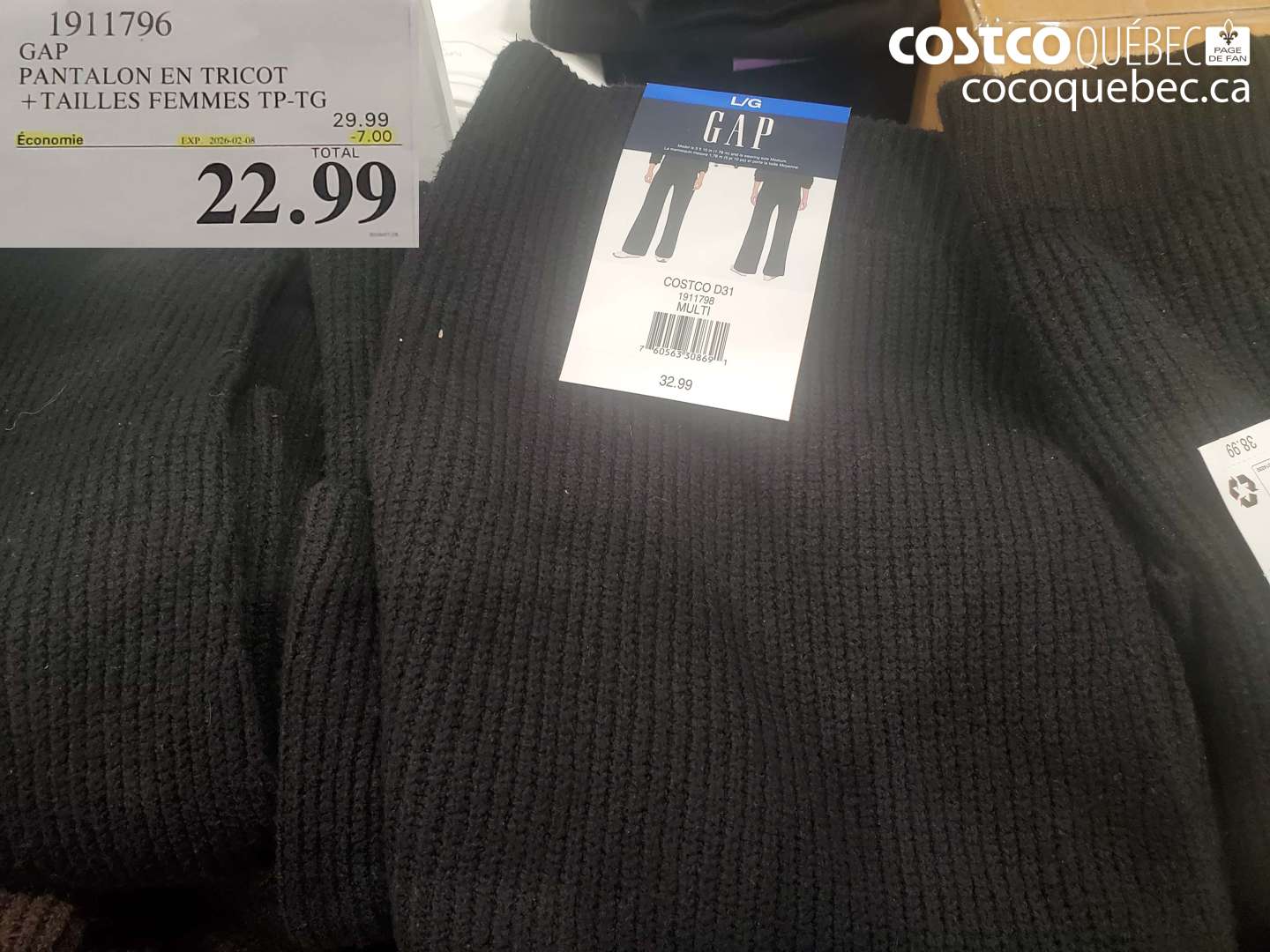 1911796 GAP PANTALON EN TRICOT + TAILLES FEMMES TP-TG ($7.00 INSTANT SAVINGS EXPIRES ON 2026-02-08) $22.99