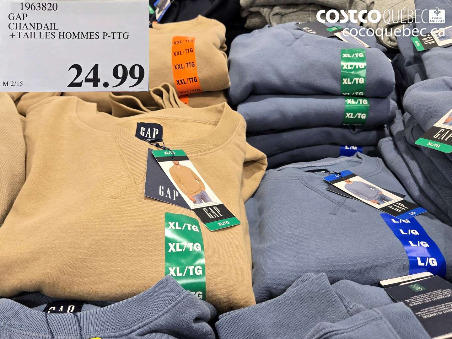 1963820 GAP CHANDAIL +TAILLES HOMMES P-TTG $24.99