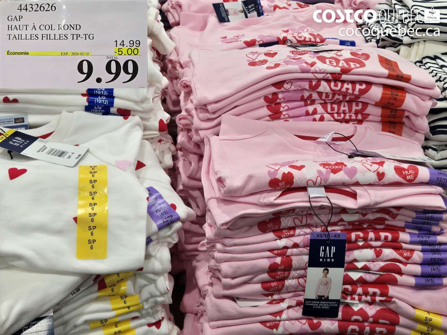 4432626 GAP HAUT À COL ROND TAILLES FILLES TP-TG ($5.00 INSTANT SAVINGS EXPIRES ON 2026-02-15) $9.99