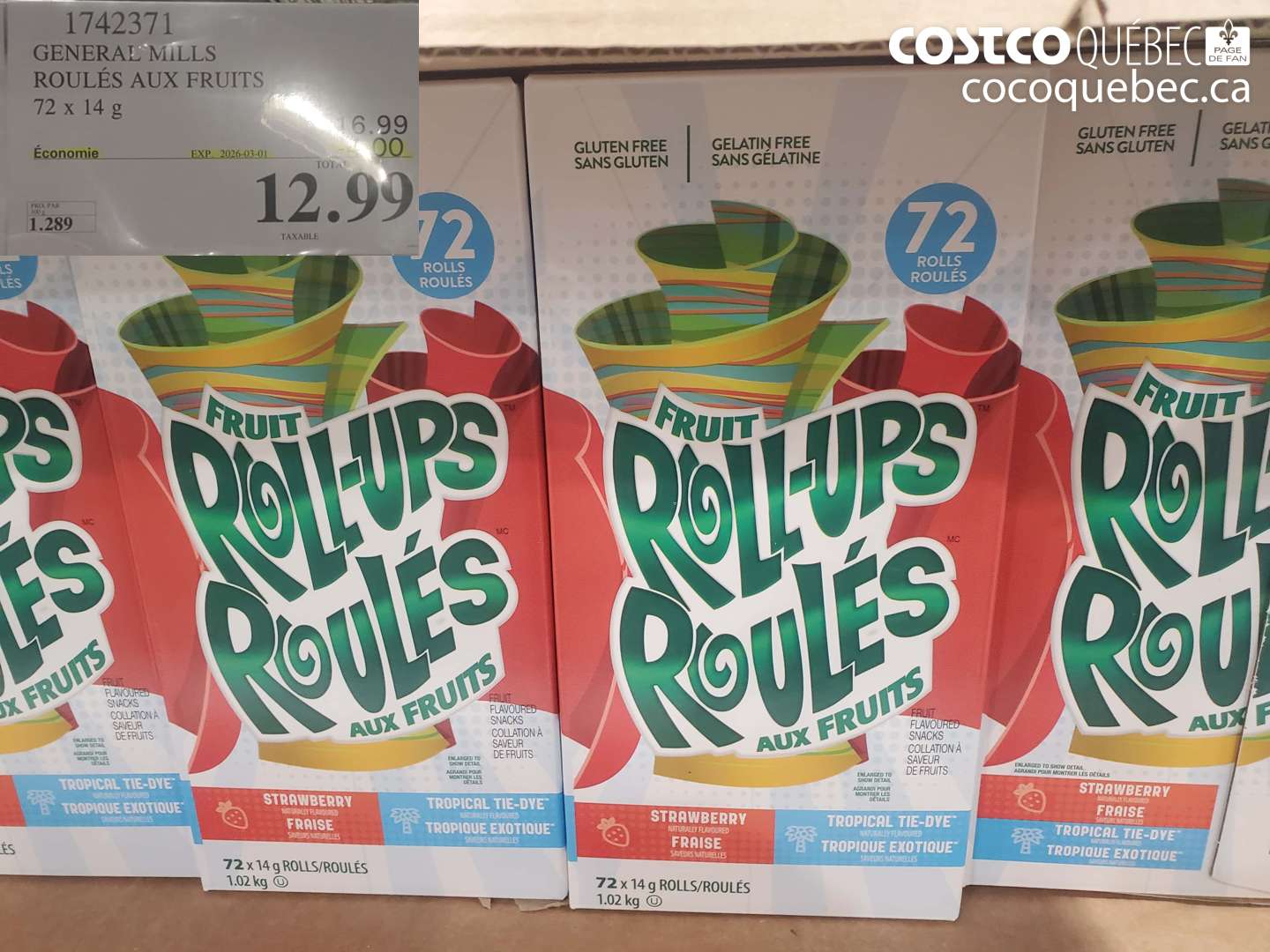 1742371 GENERAL MILLS ROULÉS AUX FRUITS 72 X 14 G ($4.00 INSTANT SAVINGS EXPIRES ON 2026-03-01) $12.99