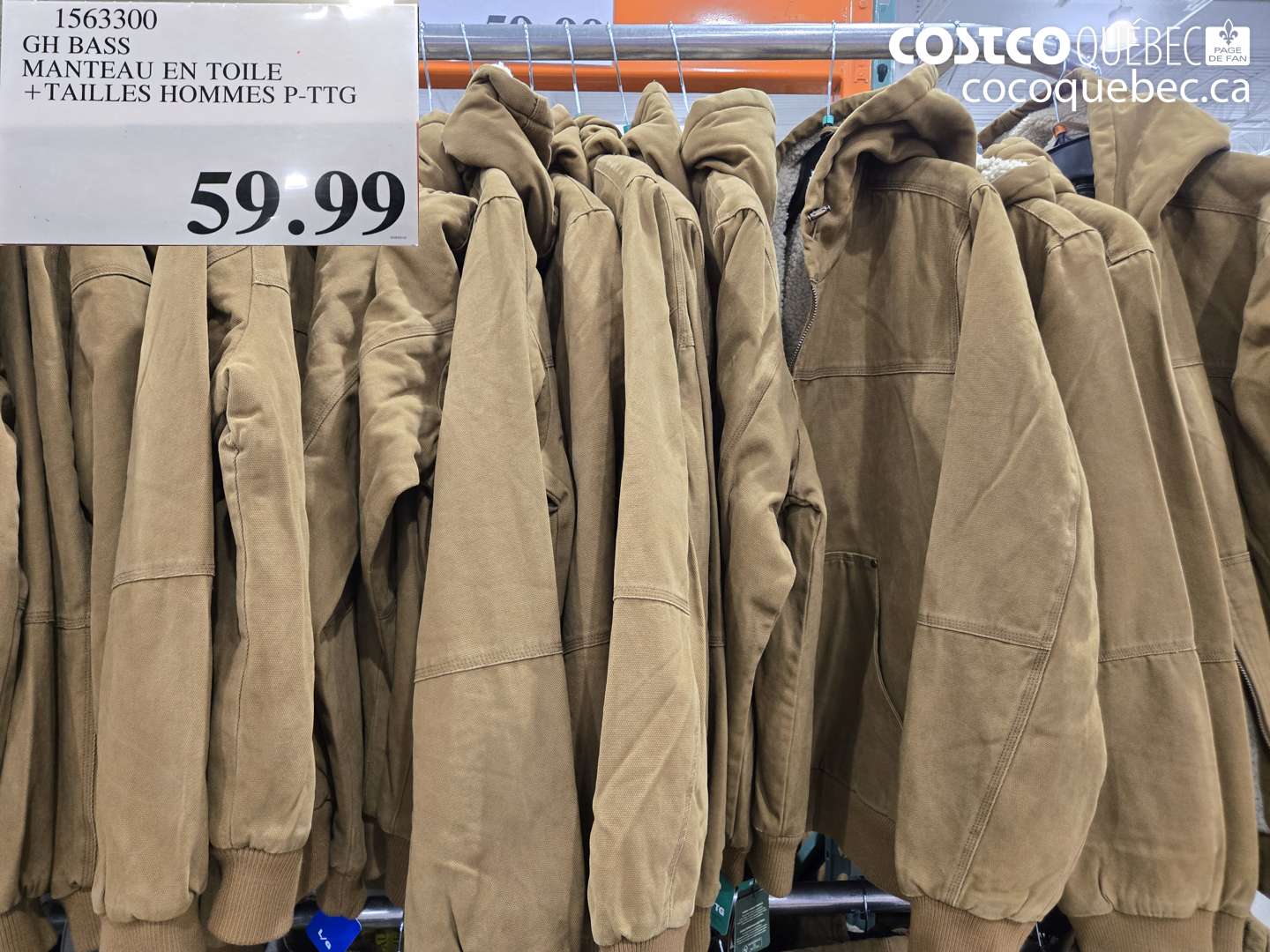 1563300 GH BASS MANTEAU EN TOILE + TAILLES HOMMES P-TG $59.99