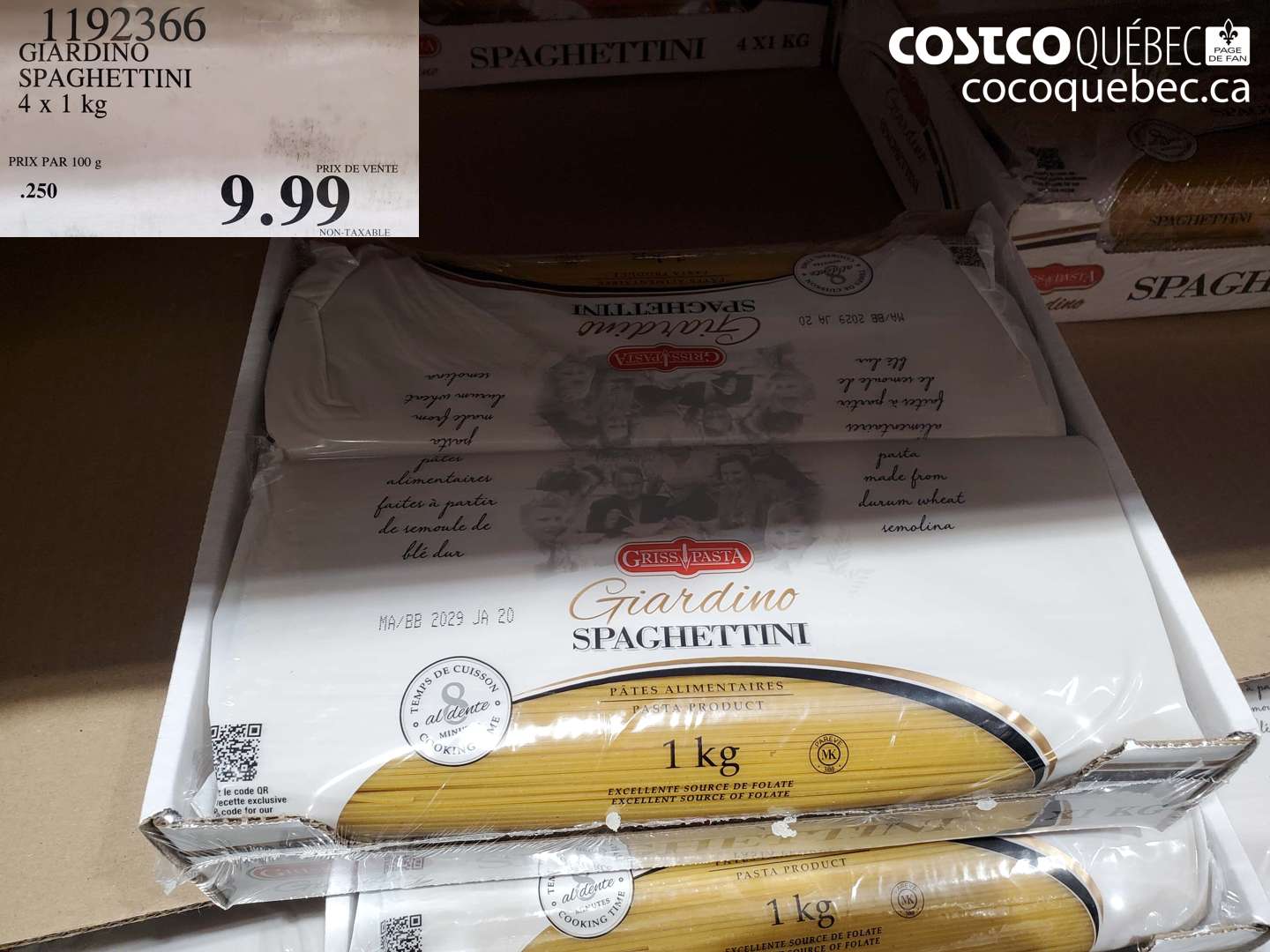 1192366 GIARDINO SPAGHETTINI 4 x 1 kg $9.99