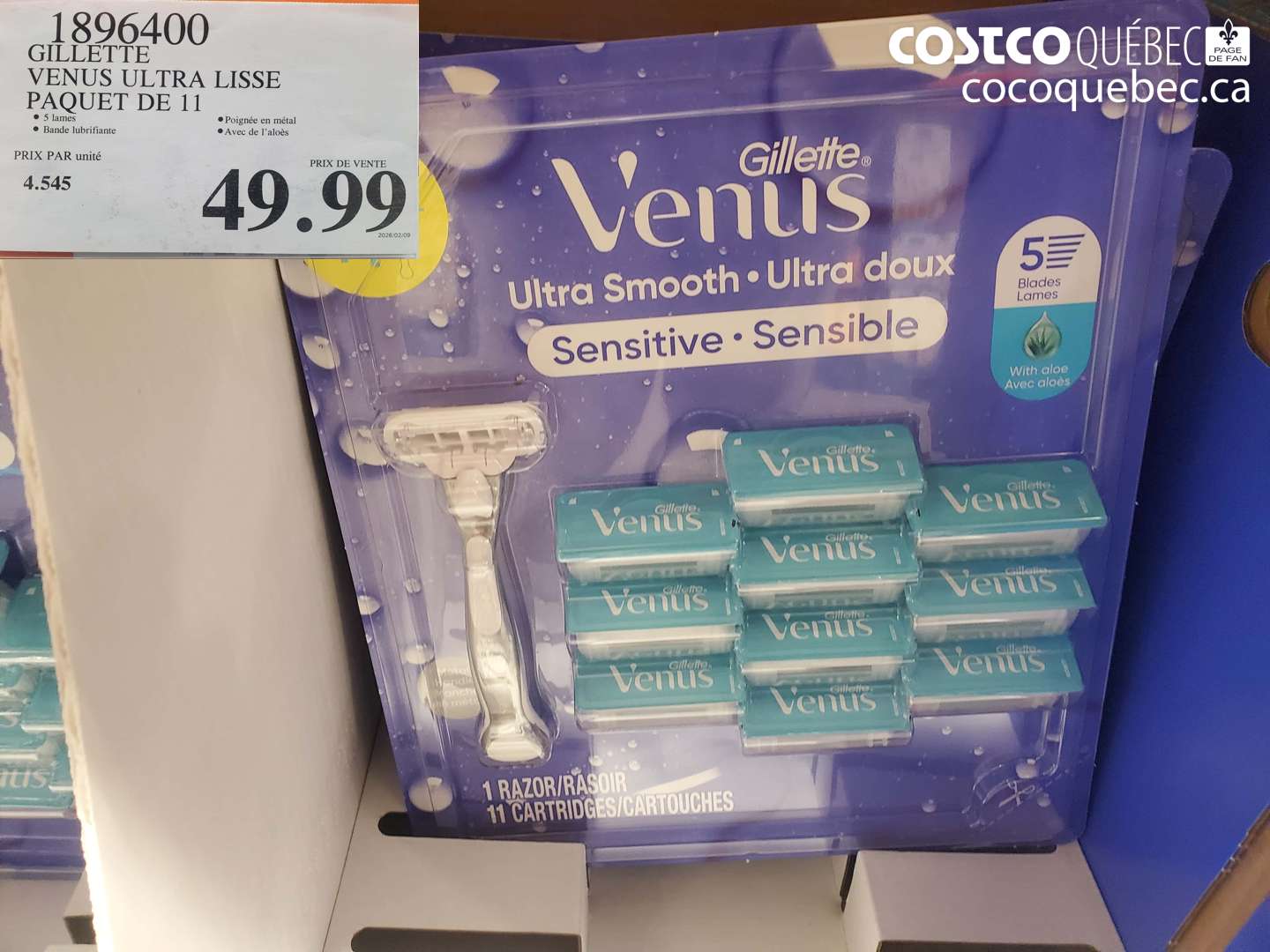1896400 GILLETTE VENUS ULTRA LISSE PAQUET DE 11 ($0.01 INSTANT SAVINGS) $49.99
