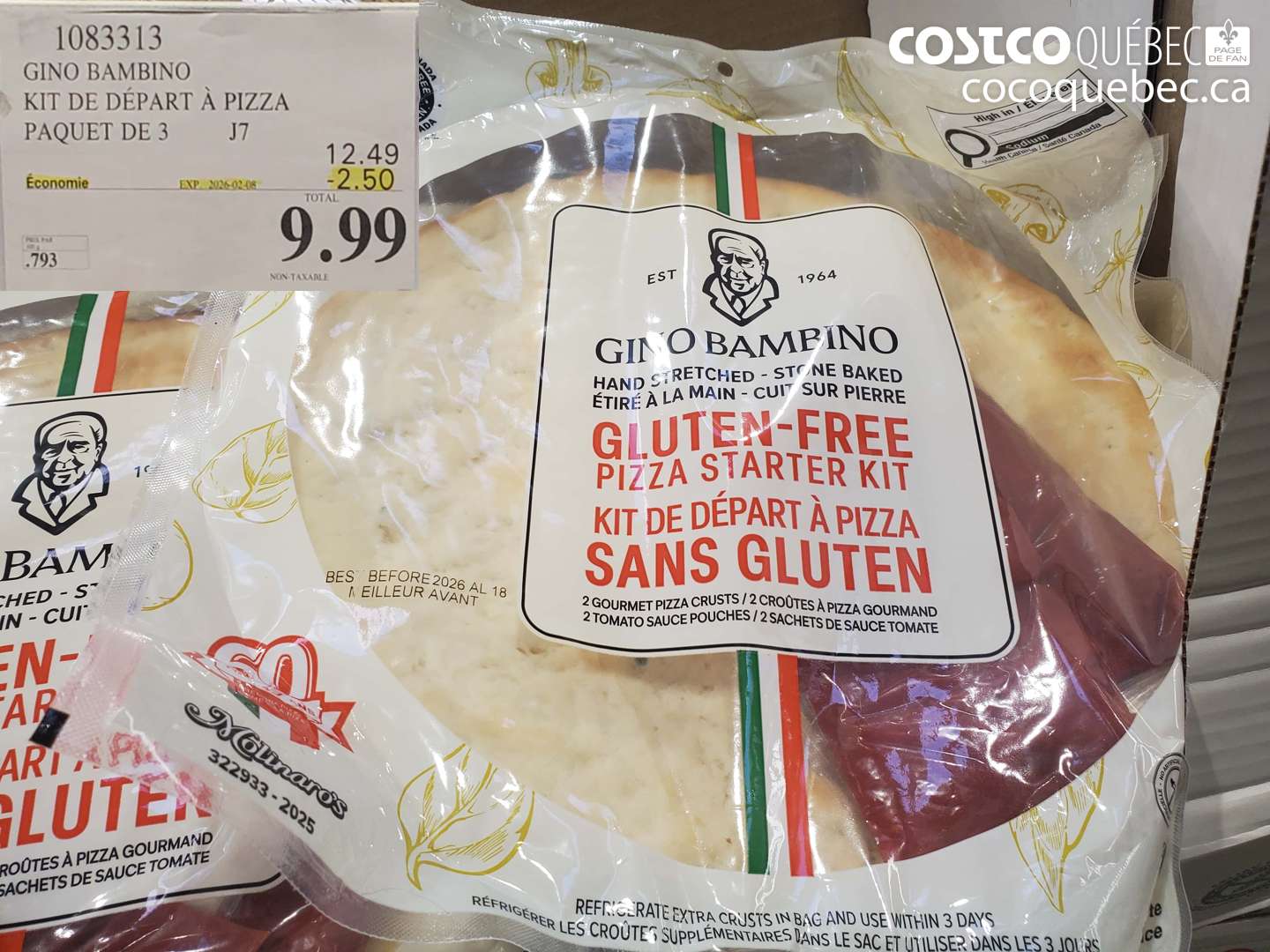 1083313 GINO BAMBINO KIT DE DÉPART À PIZZA PAQUET DE 3 ($2.50 INSTANT SAVINGS EXPIRES ON 2026-02-05) $9.99