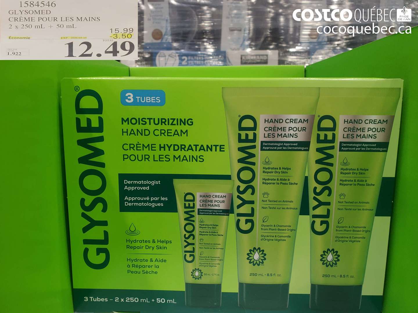 1584546 GLYSOMED CRÈME POUR LES MAINS 2 X 250 ML + 50 ML ($3.50 INSTANT SAVINGS EXPIRES ON 2026-03-15) $12.49
