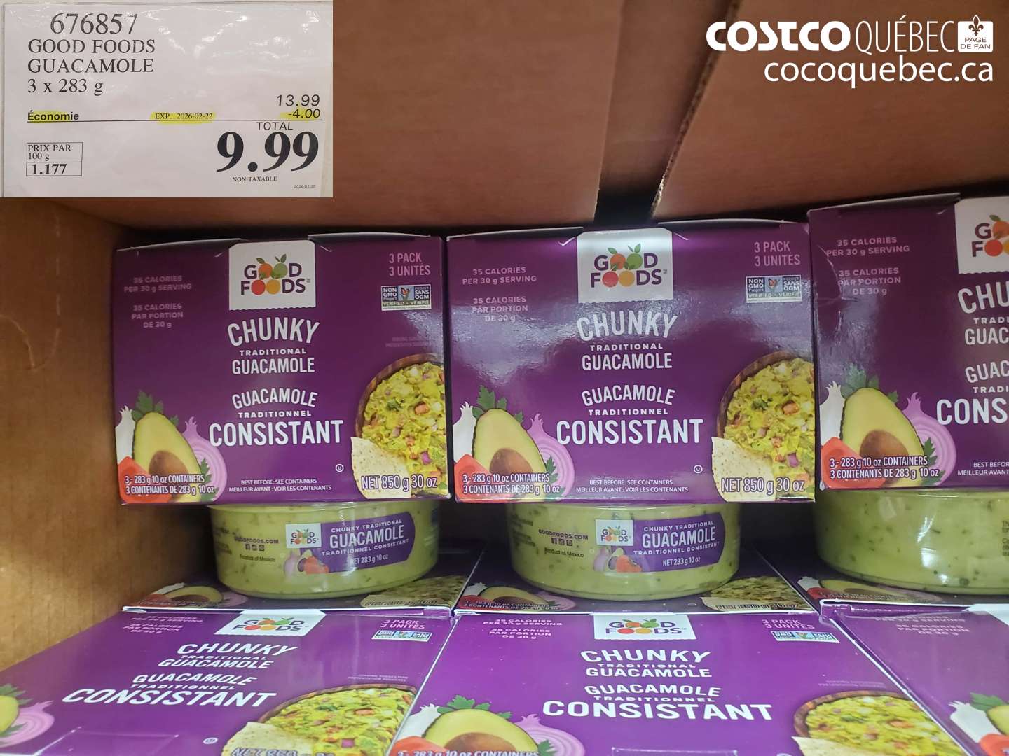 676857 GOOD FOODS GUACAMOLE 3 X 283 G ($4.00 INSTANT SAVINGS EXPIRES ON 2026-02-22) $9.99