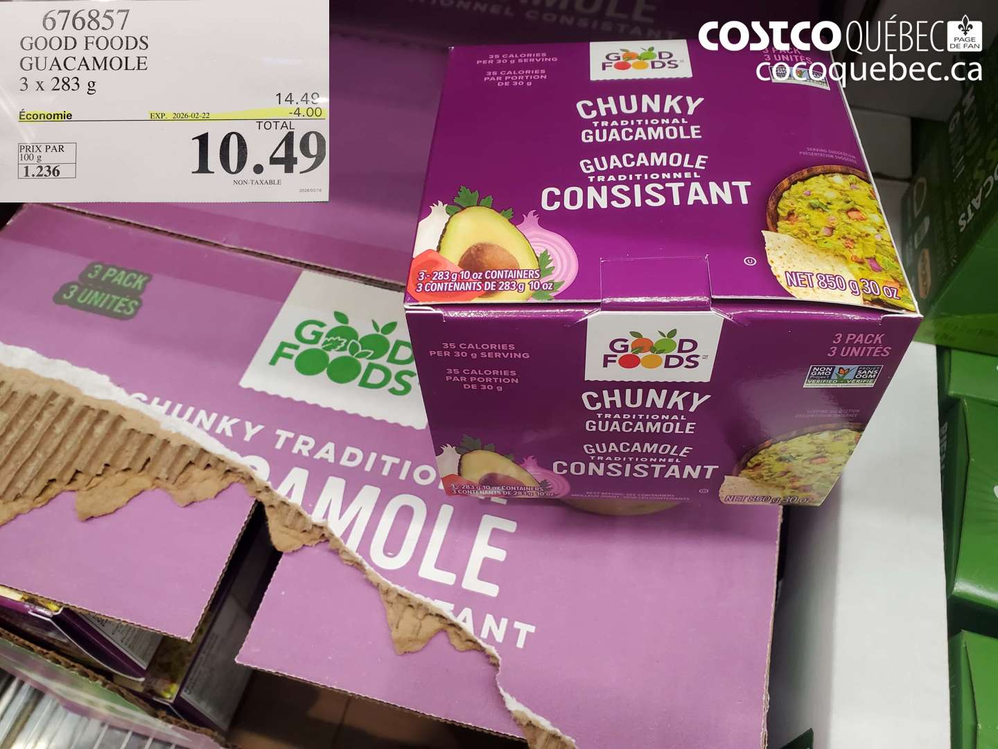 676857 GOOD FOODS GUACAMOLE 3 x 283 g ($4.00 INSTANT SAVINGS EXPIRES ON 2026-02-22) $10.49