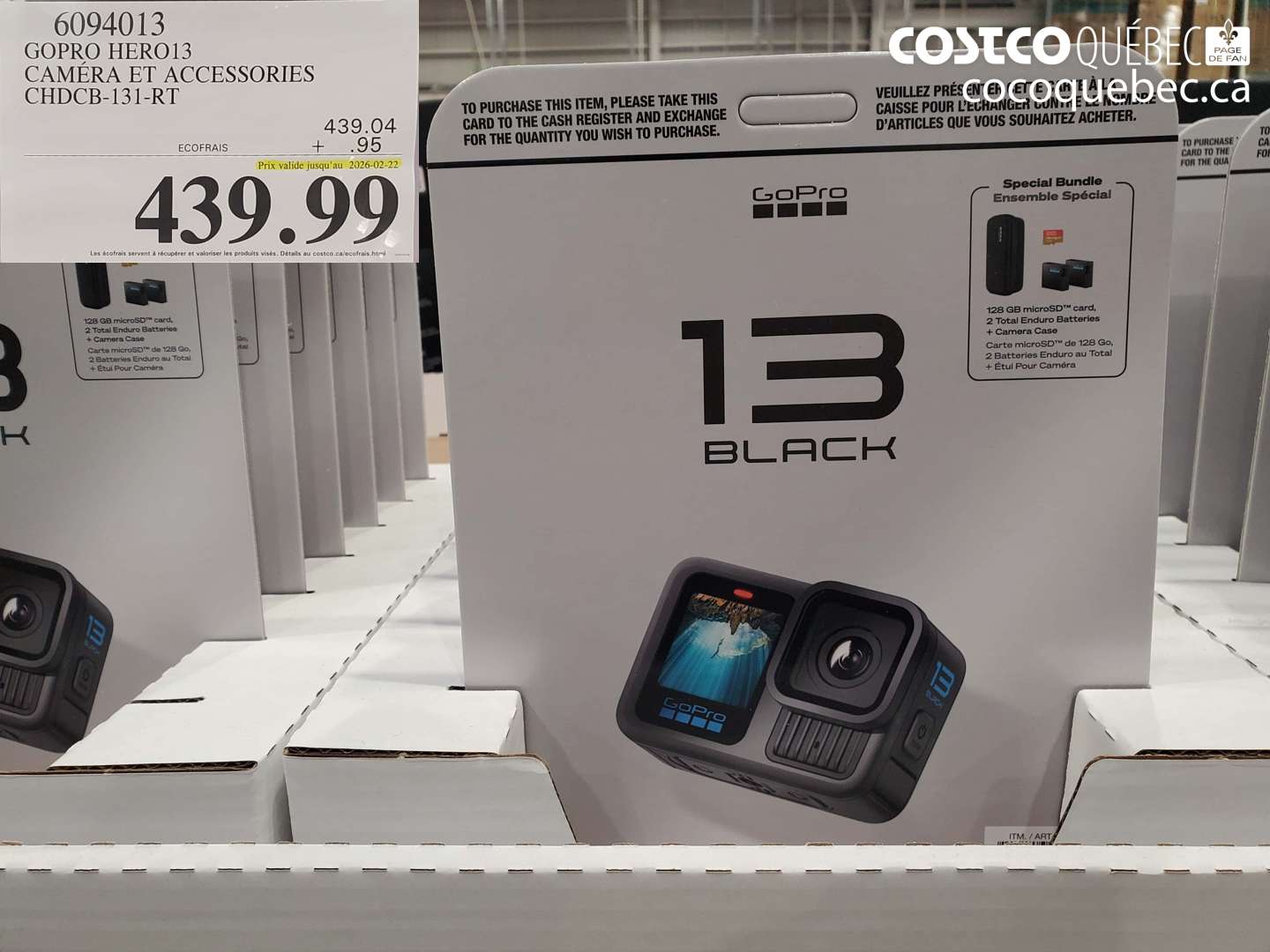 6094013 GOPRO HERO13 CAMÉRA ET ACCESSORIES CHDCB-131-RT (EXPIRES ON 2026-02-22) $439.99