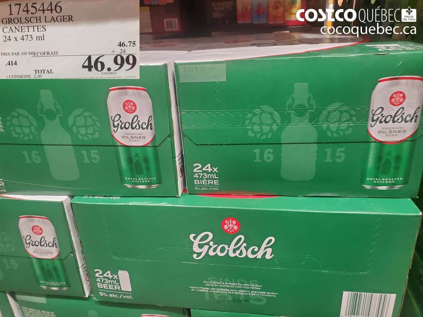 1745446 GROLSCH LAGER CANETTES 24 x 473 ml $46.99