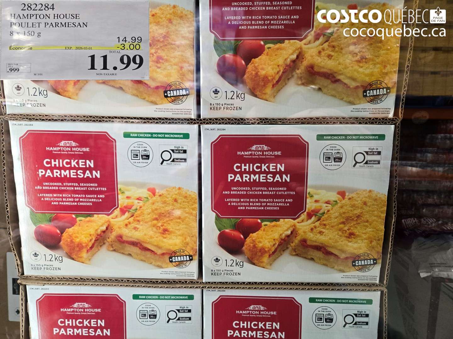 282284 HAMPTON HOUSE POULET PARMESAN 8 X 150 G ($3.00 INSTANT SAVINGS EXPIRES ON 2026-03-01) $11.99
