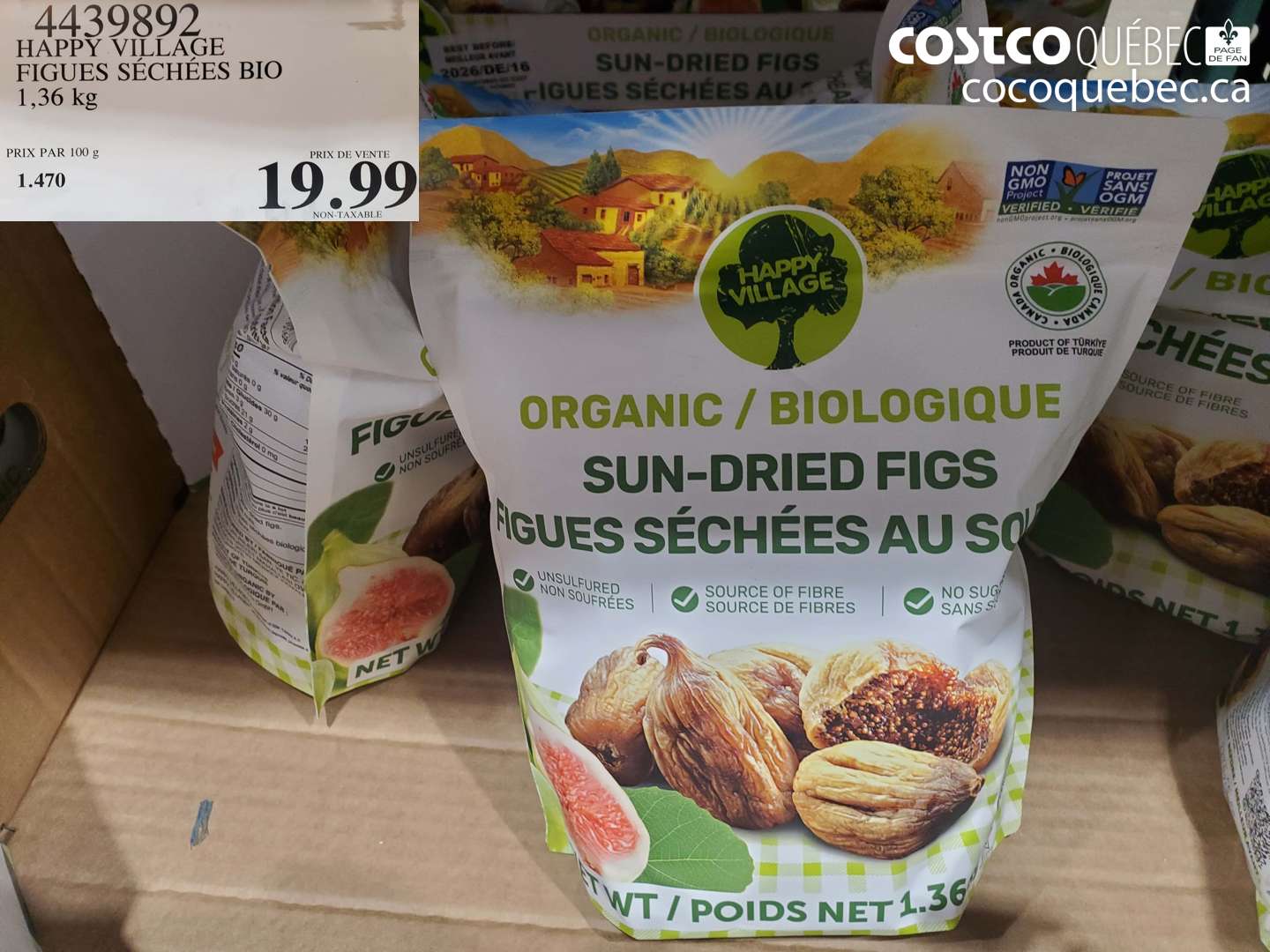 4439892 HAPPY VILLAGE FIGUES SÉCHÉES BIO 1,36 kg $19.99