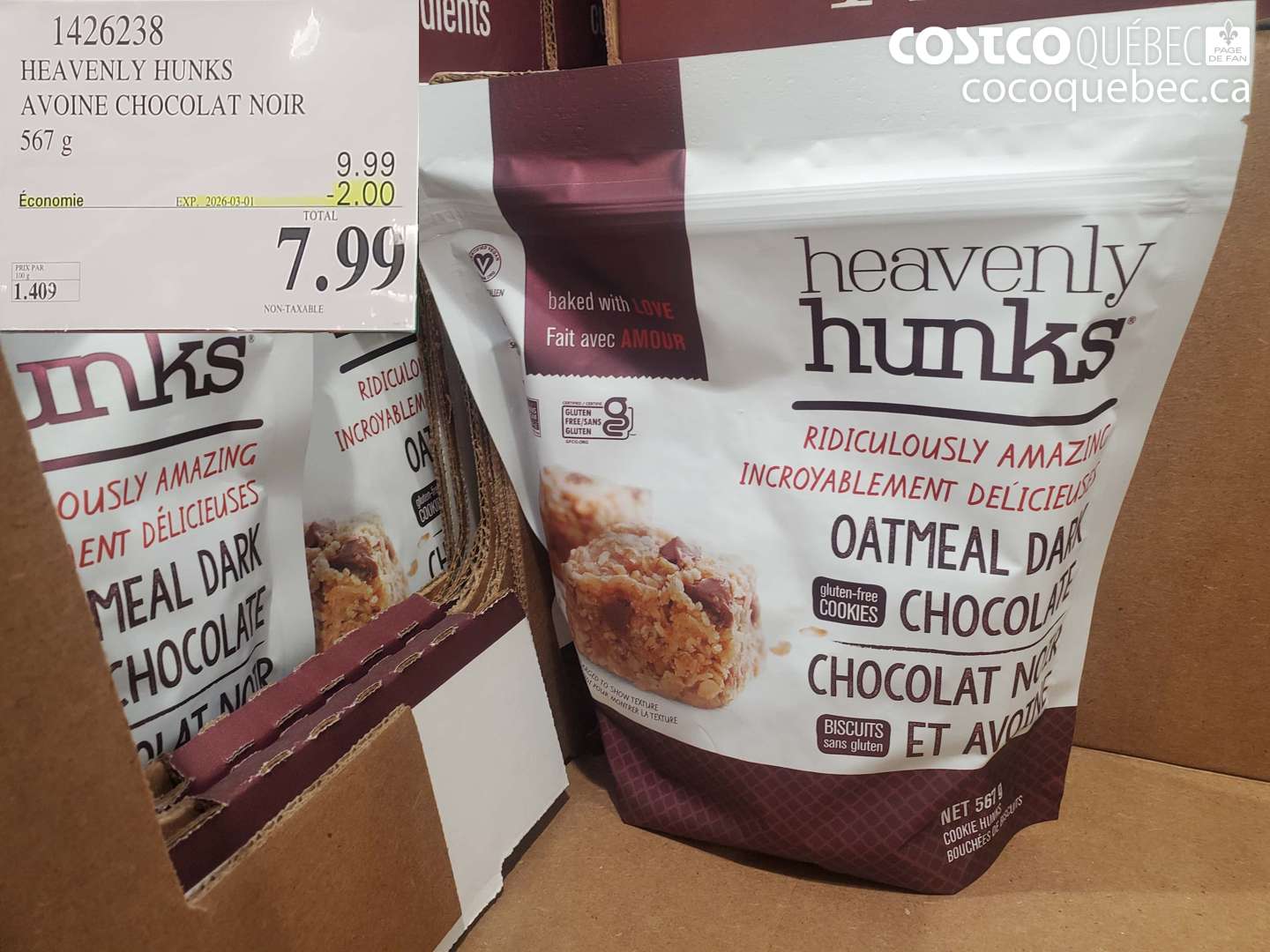 1426238 HEAVENLY HUNKS AVOINE CHOCOLAT NOIR 567 G ($2.00 INSTANT SAVINGS EXPIRES ON 2026-03-01) $7.99