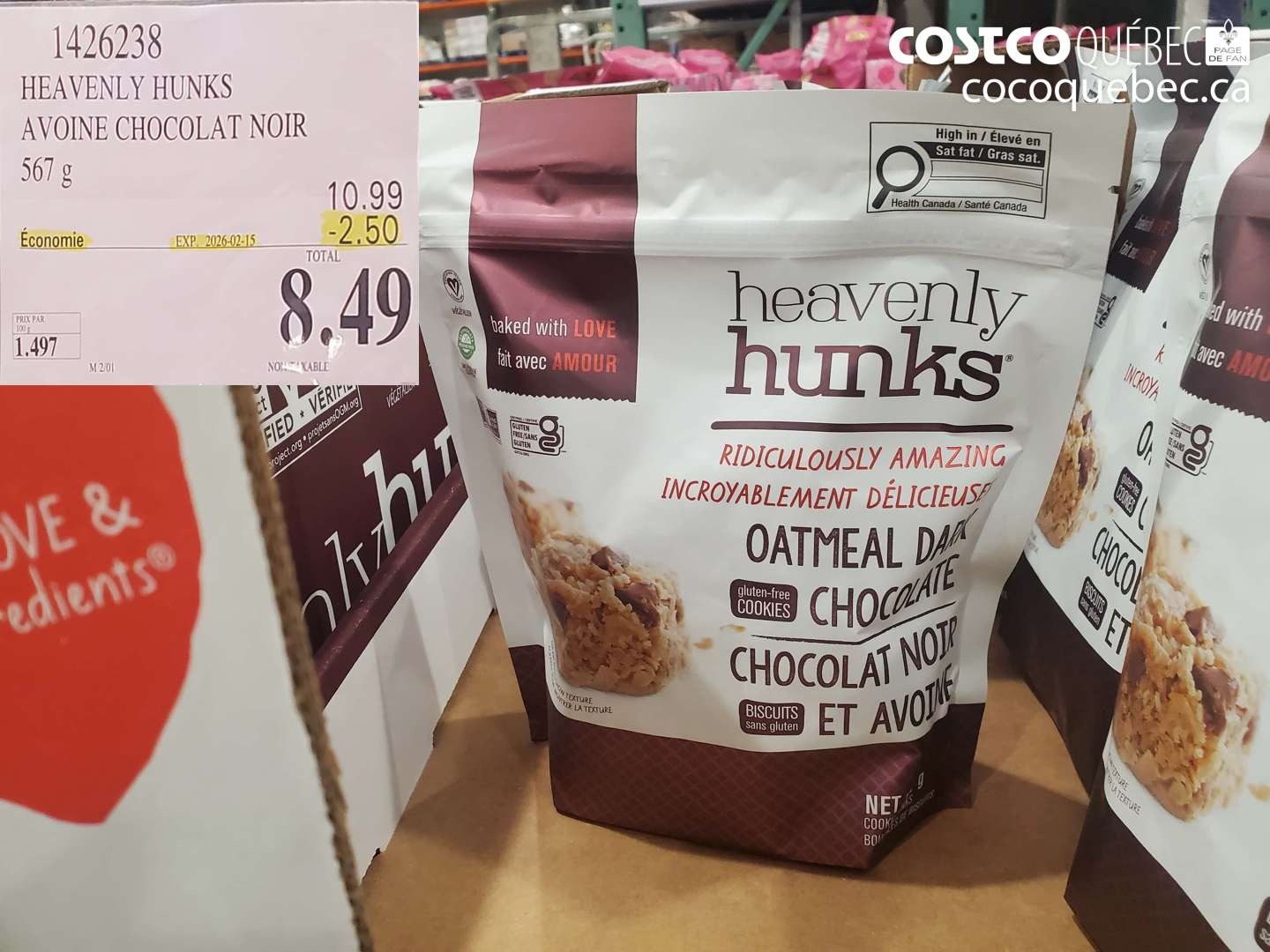 1426238 HEAVENLY HUNKS AVOINE CHOCOLAT NOIR 567 g ($2.50 INSTANT SAVINGS EXPIRES ON 2026-02-15) $8.49