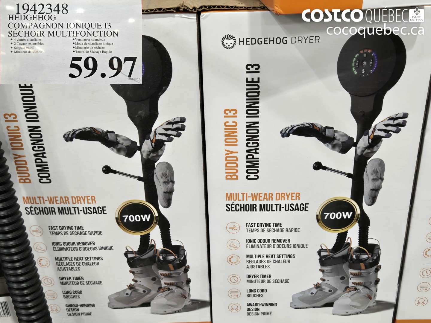 1942348 HEDGEHOG COMPAGNON IONIQUE 13 SÉCHOIR MULTIFONCTION $59.97