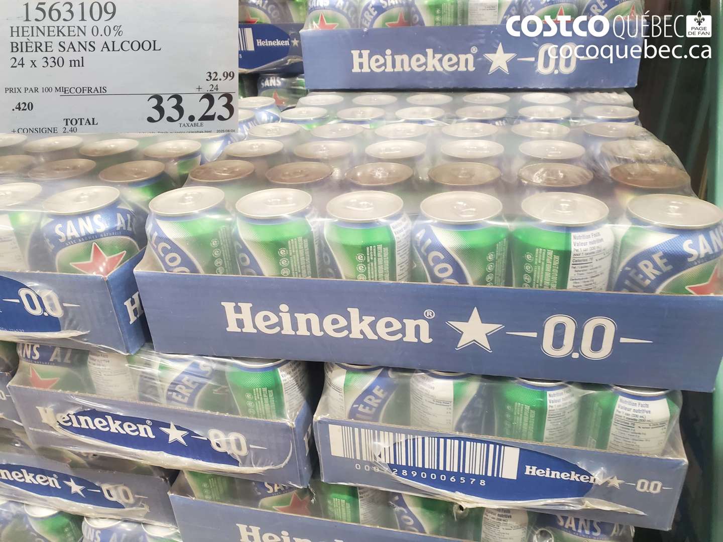 1563109 HEINEKEN 0.0% BIERE SANS ALCOOL 24 x 330 ml $33.23