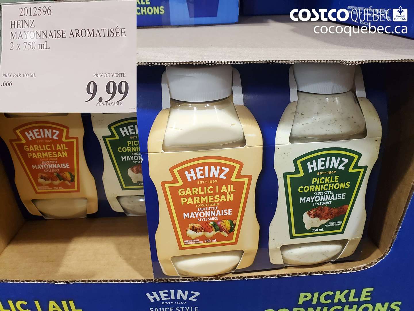 2012596 HEINZ MAYONNAISE AROMATISÉE 2 x 750 mL $9.99