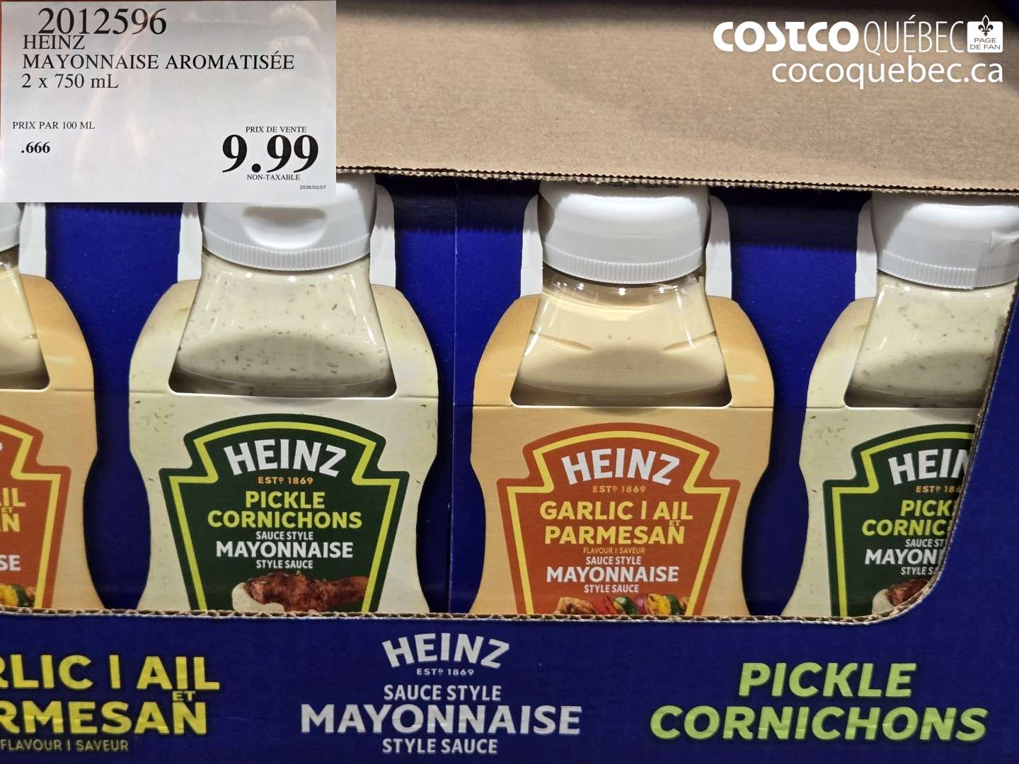 2012596 HEINZ MAYONNAISE AROMATISÉE 2 x 750 mL $9.99