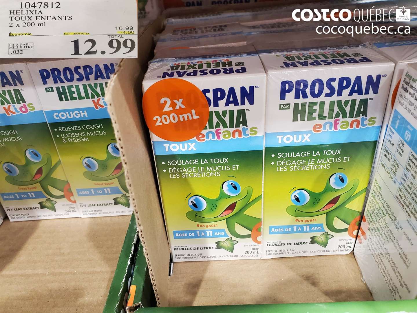 1047812 HELIXIA TOUX ENFANTS 2 x 200 ml ($4.00 INSTANT SAVINGS EXPIRES ON 2026-02-15) $12.99