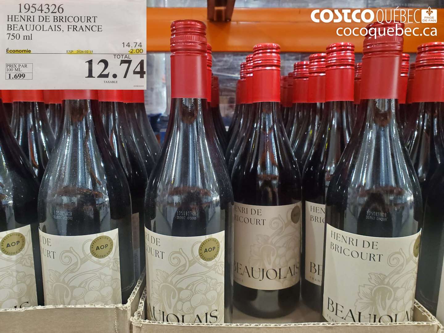 1954326 HENRI DE BRICOURT BEAUJOLAIS, FRANCE 750 ml ($2.00 INSTANT SAVINGS EXPIRES ON 2026-02-15) $12.74