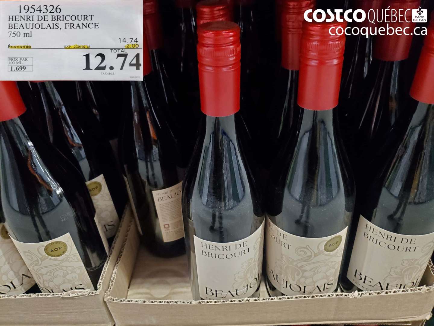 1954326 HENRI DE BRICOURT BEAUJOLAIS, FRANCE 750 ml ($2.00 INSTANT SAVINGS EXPIRES ON 2026-02-15) $12.74